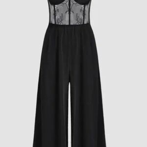 Cider Black Lace Detail Jumpsuit